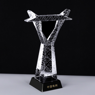 定制水晶楼模 k9水晶建筑中国电网模型纪念品来图定做